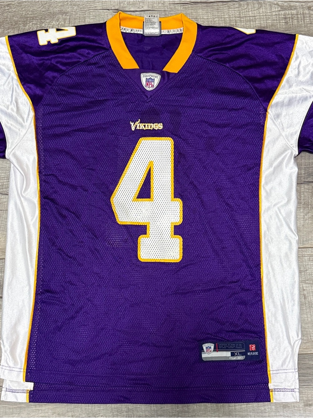 Brett Favre Minnesota Vikings Reebok NFL Jersey Men’s XL Purple #4